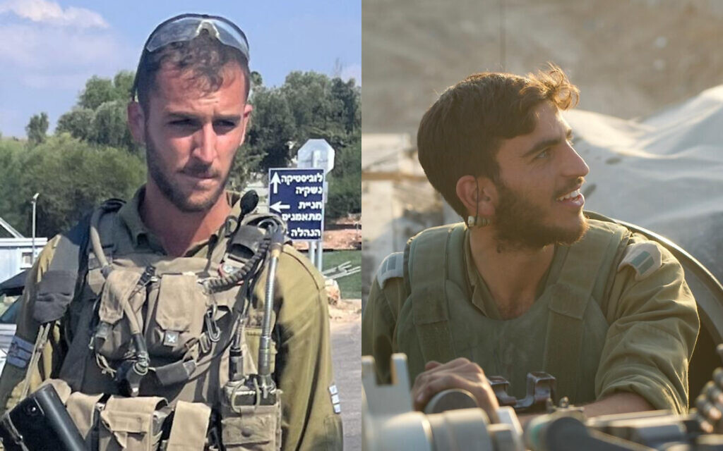 Left: Staff Sgt. Gal Mishaelof, right: Cpt. (res.) Adir Portugal, killed in the Gaza Strip on November 19, 2023. (Courtesy)