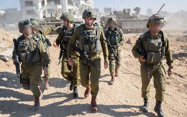 IDF Chief of Staff Lt. Gen. Herzi Halevi (center) is seen in the Gaza Strip, November 16, 2023. (Israel Defense Forces)