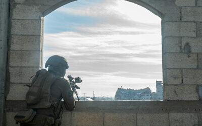 An IDF soldier operates in the Gaza Strip in this handout photo published by the military on December 5, 2023. (IDF)