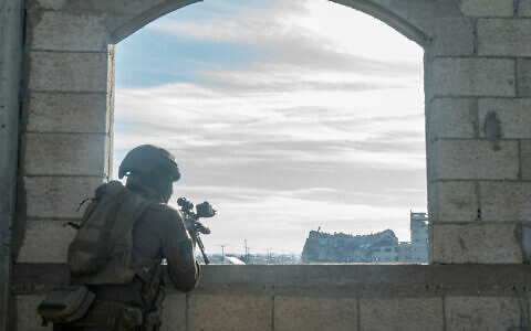 An IDF soldier operates in the Gaza Strip in this handout photo published by the military on December 5, 2023. (IDF)
