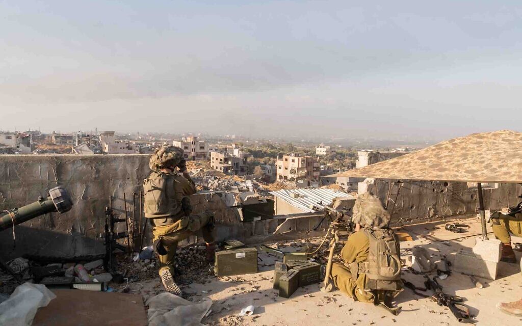 Israel Defense Forces troops operating in the Gaza Strip in a photo released for publication on December 3, 2023 (Israel Defense Forces)