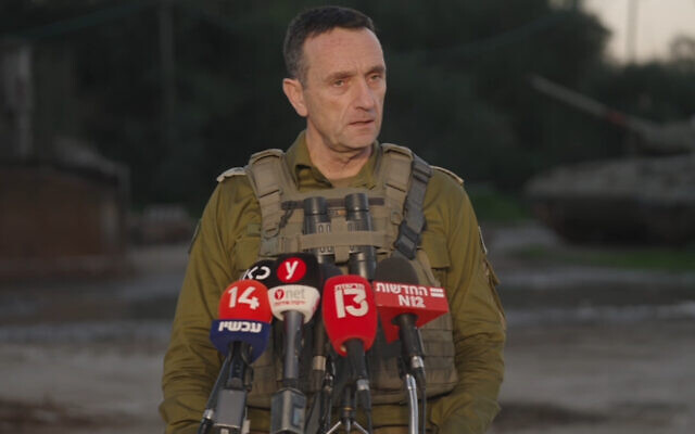 IDF Chief of Staff Lt. Gen. Herzi Halevi speaks to media in southern Israel, December 26, 2023. (Screenshot: Israel Defense Forces)