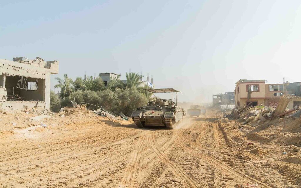IDF tanks operate in the Gaza Strip in this handout photo published by the military on December 5, 2023. (IDF)
