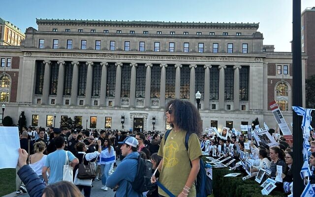 Barnard College senior and student activist Noa Fay participates in a silent pro-Israel protest in early October 2023 on the campus of Columbia University. (Courtesy)