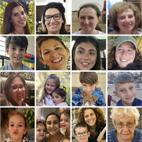 This combination of undated images shows residents of Kibbutz Nir Oz who have been freed from Hamas captivity in the Gaza Strip, where they had been held hostage since an October 7 cross-border attack. Top row from left: Adina Moshe, Sapir Cohen, Ofelia Roitman, Irena Tati, Yelena Trupanov, Ada Sagi. Second row from left: Sahar Kalderon and her brother Erez Kalderon, Liat Atzili, Ilana Gritzewsky, Shani Goren, Channa Peri. Third row from left: Yaffa Adar, Nili Margalit, sisters Aviv, right, and Raz Asher Katz, Eitan Yahalomi, Yagil Yaakov, Tamar Metzger. Bottom row from left: Dafna Elyakim and her sister Ela Elyakim, Sharon Aloni Cunio, center, and her twin daughters, Emma and Yuli, Keren Munder and her son Ohad, Ditza Heiman, Hannah Katzir. (Hostages and Missing Families Forum via AP)