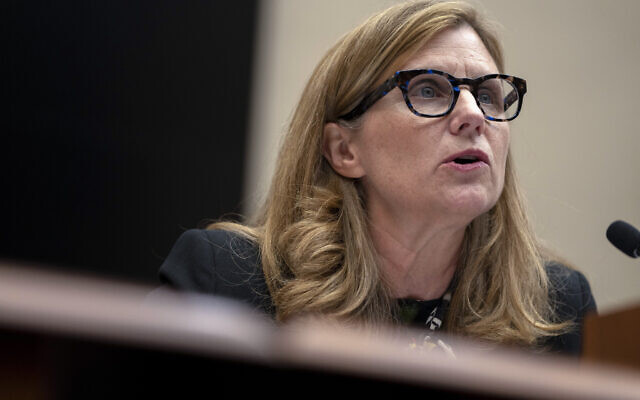 University of Pennsylvania President Liz Magill reads her opening statement during a hearing of the House Committee on Education on Capitol Hill, Dec. 5, 2023 in Washington. (AP/Mark Schiefelbein)