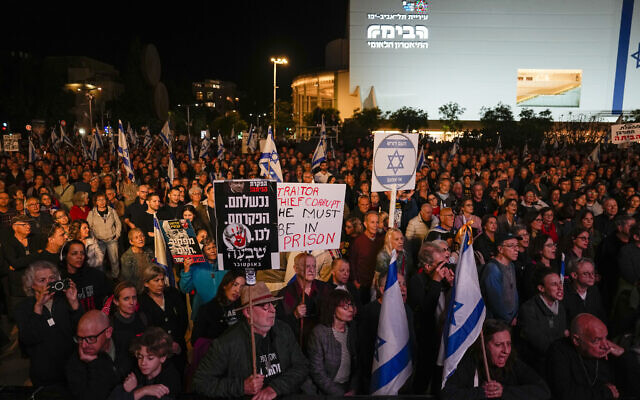 Israelis protest against Prime Minister Benjamin Netanyahu's government in Tel Aviv, Israel, Saturday, Dec. 30, 2023. (AP/Ariel Schalit)
