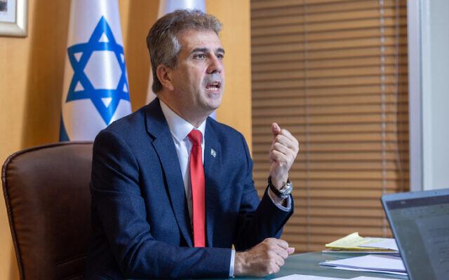 File: Foreign Minister Eli Cohen seen during an interview in Jerusalem, June 12, 2023. (Yossi Aloni/Flash90)