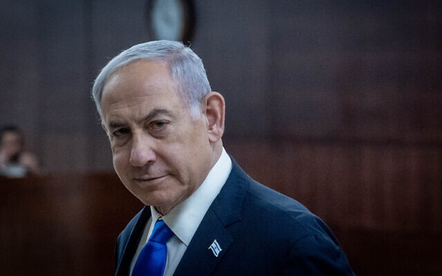 Prime Minister Benjamin Netanyahu at the Knesset in Jerusalem on November 27, 2023. (Chaim Goldberg/Flash90)