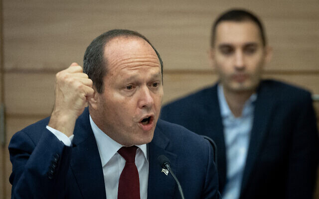 Economy Minister Nir Barkat at the Knesset in Jerusalem, on December 6, 2023. (Yonatan Sindel/Flash90)