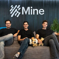 Founders of Israeli data startup Mine (from right to left): Kobi Nissan, Gal Ringel, and Gal Galon. (Courtesy)