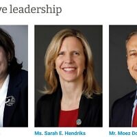 Executive leadership of UN Women, from left: Sima Bahous, Sarah Hendriks, and Moez Doraid (UN Women Screenshot)
