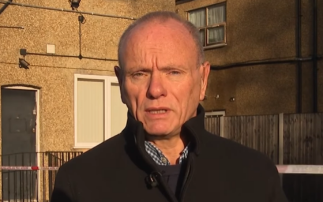 Conservative MP Mike Freer in an interview to Sky News outside his constituency office in North London, December 26, 2023. (Screen capture: Sky News. Used in accordance with Clause 27a of the Copyright Law.)