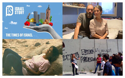 What Matters Now hosts the Israel Story podcast, with three episodes featuring: Rachel Goldberg and Jon Polin (upper right), Datya Itzhaki (lower left) and Sahar Vardi. (Courtesy)
