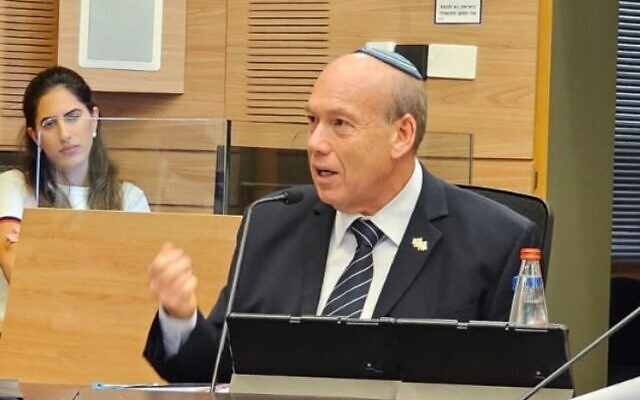 State Comptroller Matanyahu Englman addresses the Knesset Finance Committee, December 20, 2023. (Courtesy State Comptroller’s Office)