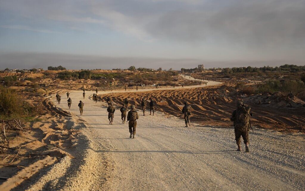 Troops fighting in the northern Gaza Strip, in a picture released by the military on December 5, 2023. (IDF Spokesperson)