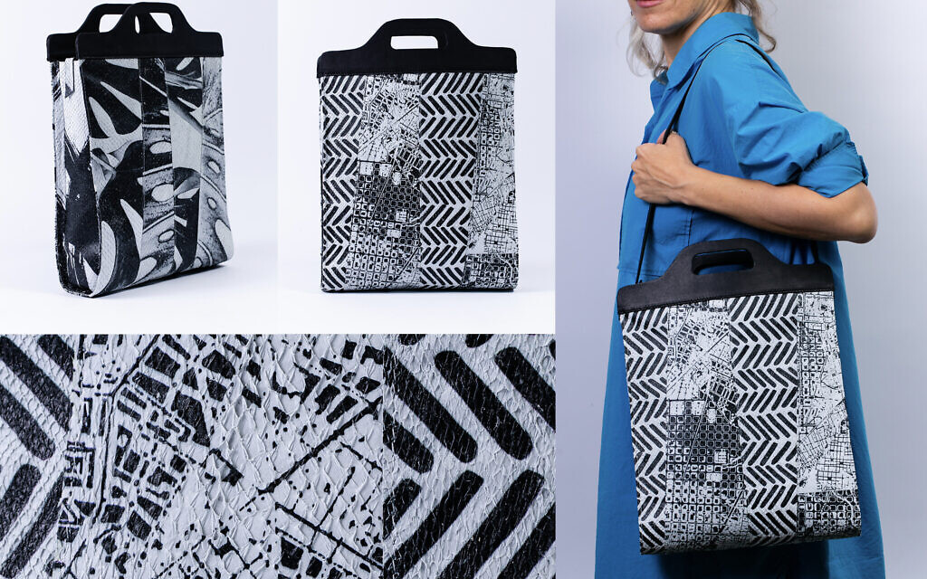 In a joint project, Ori Topaz, a designer from Shenkar College produces sustainable leather handbags made from salmon skins using digital printing technology developed by Kornit Digital. (Achikam Ben Yosef)