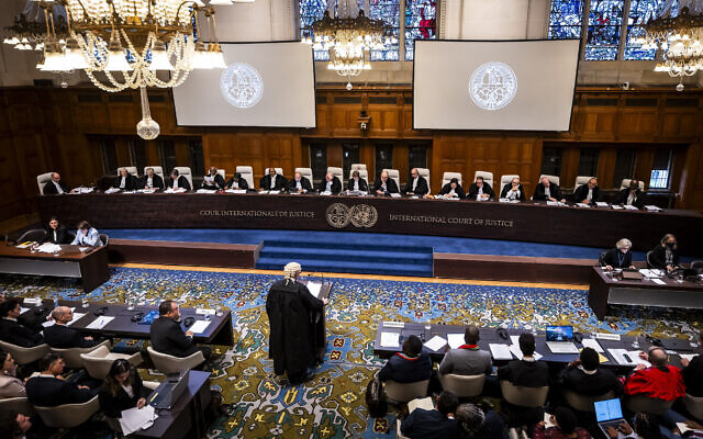 The International Court of Justice (ICJ), the principal judicial organ of the UN, holds public hearings on the request for the indication of provisional measures submitted by South Africa in the case South Africa v. Israel on 11 and 12 January 2024, at the Peace Palace in The Hague, the seat of the Court. (Courtesy International Court of Justice)