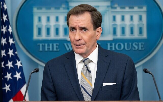 US National Security Council spokesman John Kirby speaks during the daily briefing at the White House in Washington on January 11, 2024. (Saul Loeb/ AFP)