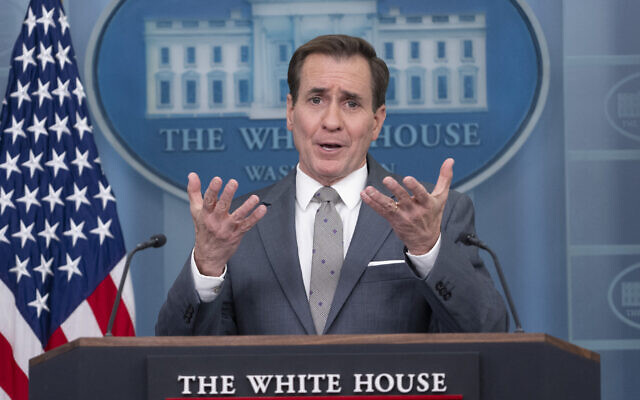US National Security Council spokesman John Kirby speaks during the daily press briefing in the Brady Press Briefing Room of the White House in Washington, DC, January 23, 2024. (Roberto Schmidt/AFP)