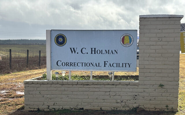 A sign for Holman Correctional Facility in Atmore, Alabama,, is shown on Thursday, January 25, 2024. (AP Photo/Kim Chandler)