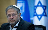 National Security Minister Itamar Ben Gvir at the Knesset on November 20, 2023. (Yonatan Sindel/Flash90)