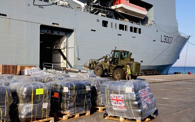 Humanitarian aid sent by the UK for Gaza on January 2, 2024. (UK Foreign Office)