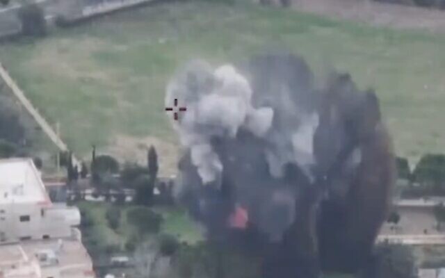 An IDF airstrike in Lebanon against Hezbollah targets on January 4, 2024. (Screen capture/X)