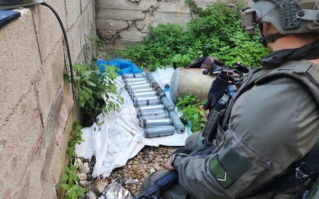 Troops locate explosive devices in the West Bank's Nur Shams refugee camp, January 4, 2024. (Israel Defense Forces)