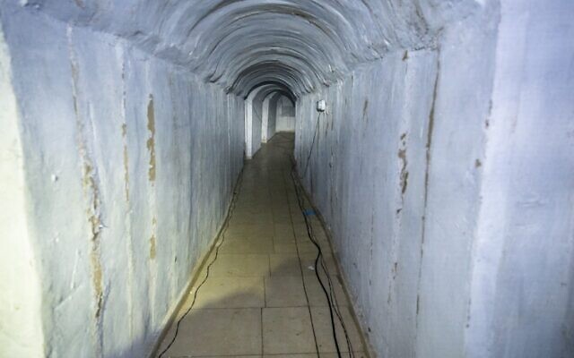 This image released by the IDF on January 20, 2024, shows the inside of a Hamas tunnel in southern Gaza's Khan Younis where hostages were held. (Israel Defense Forces)