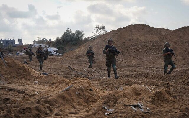 Troops of the Givati Brigade operate in southern Gaza's Khan Younis, in a handout image published January 24, 2024. (Israel Defense Forces)