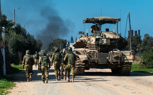 Israeli soldiers operating in the Gaza Strip in an undated photo released by the military on January 28, 2024 (Israel Defense Forces)