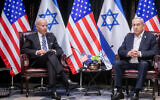 File: Prime Minister Benjamin Netanyahu (right) meets with US President Joe Biden in Tel Aviv, October 18, 2023. (Miriam Alster/ Flash90)