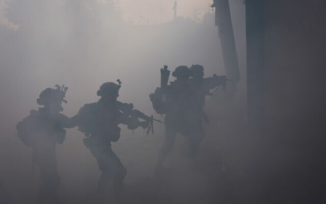 Soldiers operate in Gaza in an image published February 5, 2024. (Israel Defense Forces)