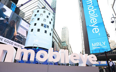 The Mobileye Global, Inc. company logo is seen displayed at Times Square on October 26, 2022 in New York City.(Photo by Michael M. Santiago / GETTY IMAGES NORTH AMERICA / Getty Images via AFP)