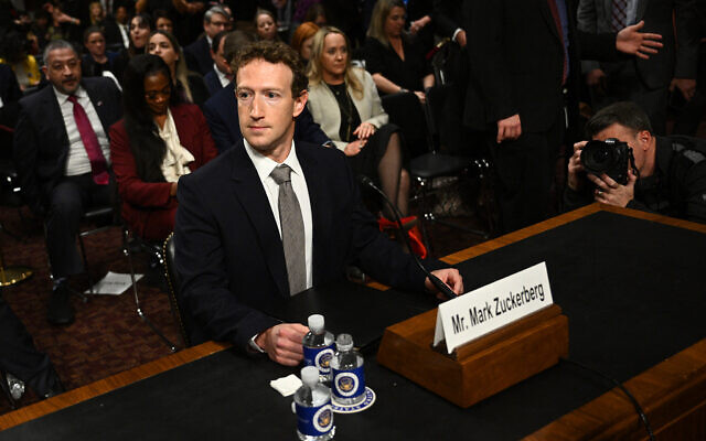 Mark Zuckerberg, CEO of Meta, looks on during the US Senate Judiciary Committee hearing "Big Tech and the Online Child Sexual Exploitation Crisis" in Washington, DC, on January 31, 2024. (Brendan Smialowski/AFP)