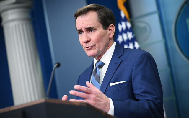 US National Security Council spokesman John Kirby speaks during the daily briefing at the the White House in Washington, on January 31, 2024. (Mandel Ngan/AFP)