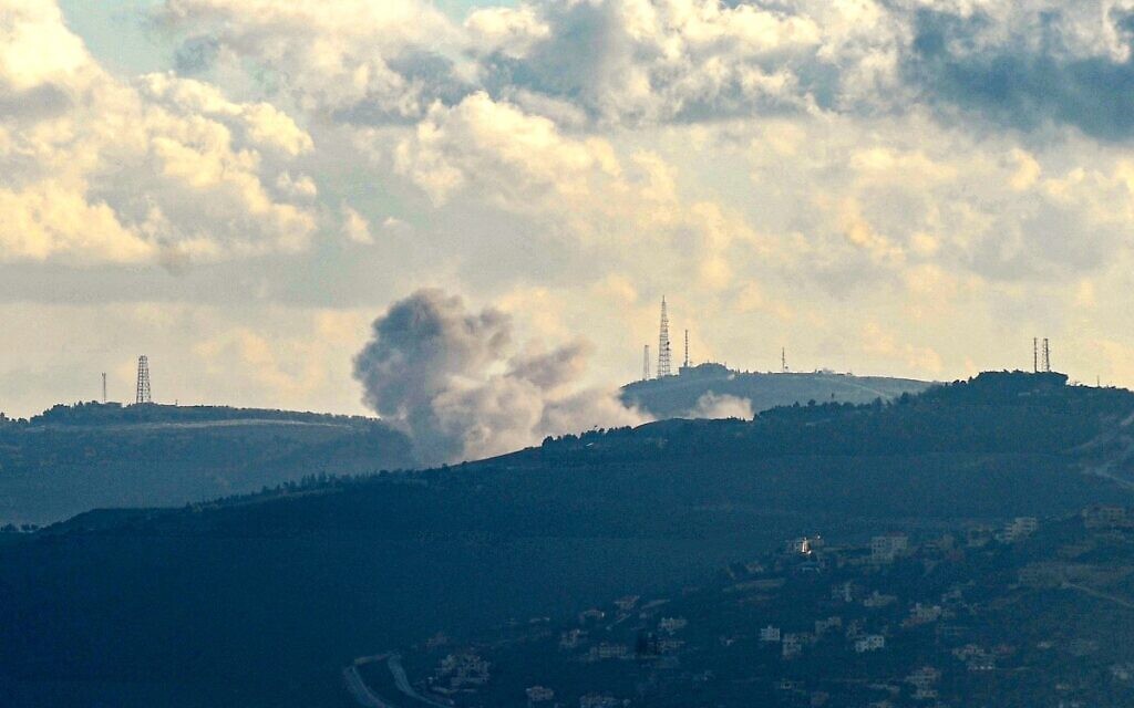 Smoke billows during Israeli bombardment on the southern Lebanese village of Hula near the border with Israel on February 6, 2024 amid ongoing cross-border tensions as fighting continues between Israel and Hamas in Gaza. (RABIH DAHER / AFP)