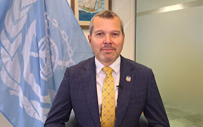 Secretary General of the International Maritime Organization Arsenio Dominguez at the IMO's London headquarters, on February 6, 2024.  (James RYBACKI / AFP)