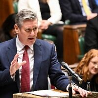 Britain's main opposition Labour Party leader Keir Starmer speaking during the weekly session of Prime Minister's Questions (PMQs) in the House of Commons, in central London on February 21, 2024. (JESSICA TAYLOR / UK PARLIAMENT / AFP)