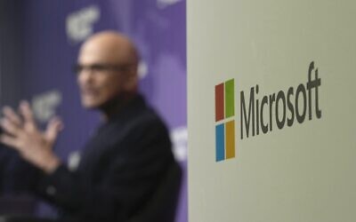 Microsoft CEO Satya Nadella speaks at an event at the Chatham House think tank in London, January 15, 2024. (AP Photo/Kin Cheung)