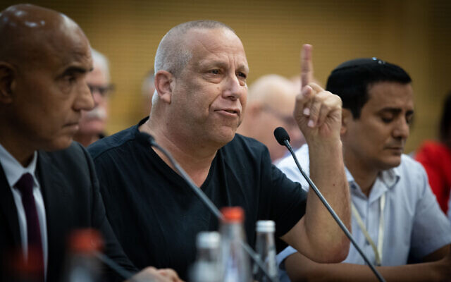 Gadi Yarkoni, head of the Eshkol Regional Council, attends a Finance Committee meeting at the Knesset, in Jerusalem, on October 23, 2023. (Oren Ben Hakoon/Flash90)