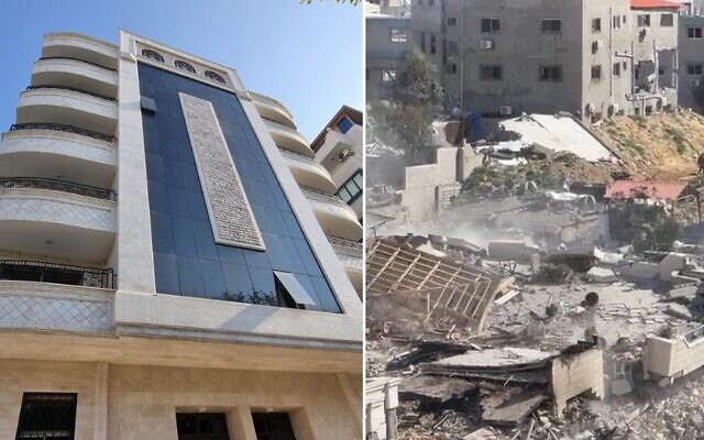 Photos of Belgium's Enabel office in Gaza before and after it was bombed on January 31, 2023. (Jean Van Wetter/X)