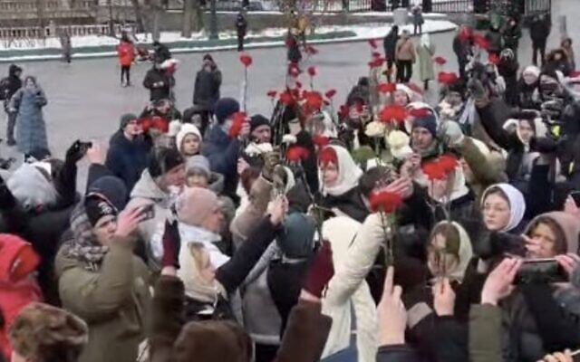 A Moscow protest of the wives of Russian soldiers against the war in Ukraine on February 3, 2024. (Screen capture/X)