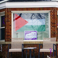 A Palestinian flag is displayed at a home in Dearborn, Michigan, on February 15, 2024. (Bastien INZAURRALDE / AFP)