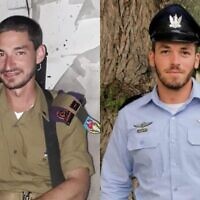 This composite image shows Maj. Iftah Shahar (R) and Cpt. Itai Seif of the Givati Brigade's Tzabar battalion, who were killed fighting in the Gaza Strip on February 27, 2024. (Israel Defense Forces)