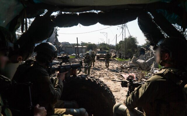 Troops of the 99th Division operate in central Gaza, in a handout image published February 2, 2024. (Israel Defense Forces)