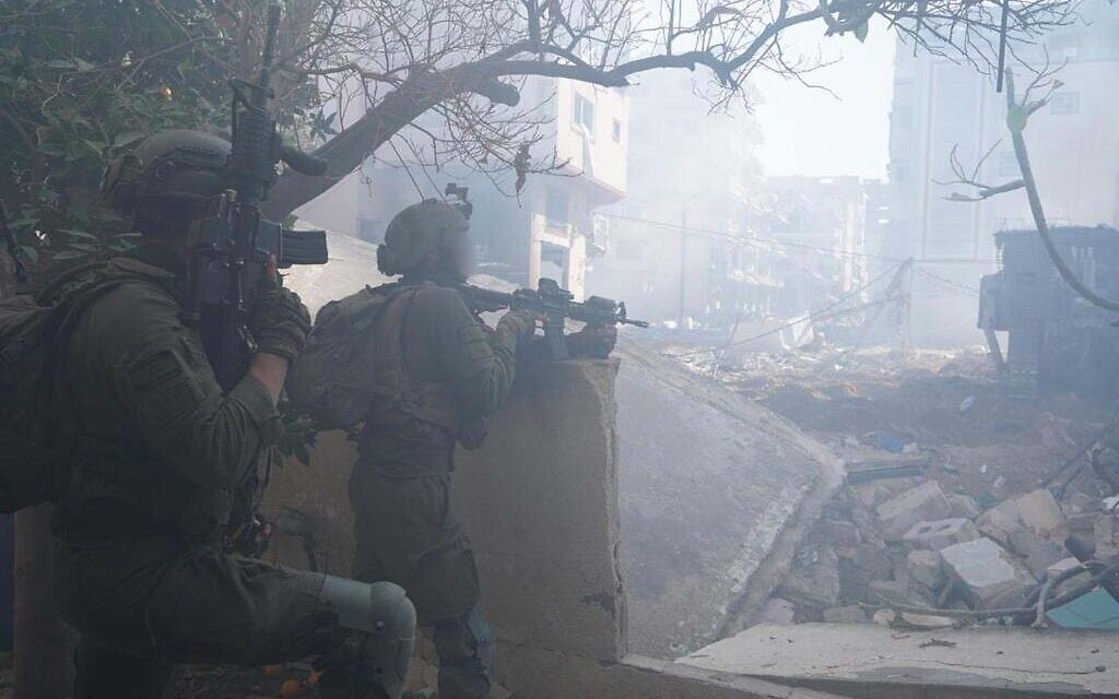 Israeli troops operating in the Gaza Strip in an undated photo released by the military on February 3, 2024 (Israel Defense Forces)