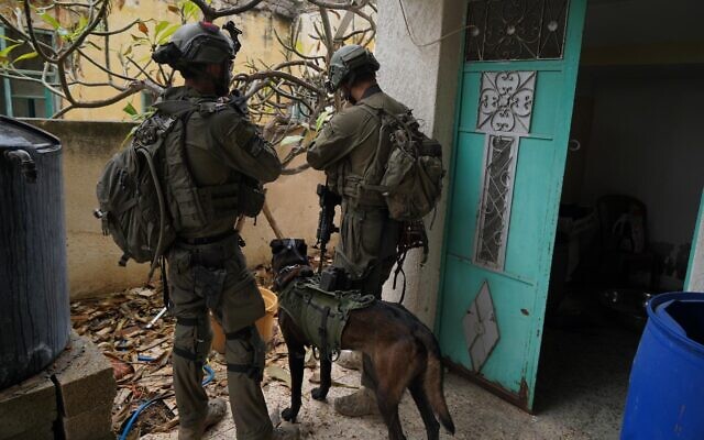 Troops operating in the Gaza Strip in a photo released by the military for publication on February 8, 2024 (Israel Defense Forces)