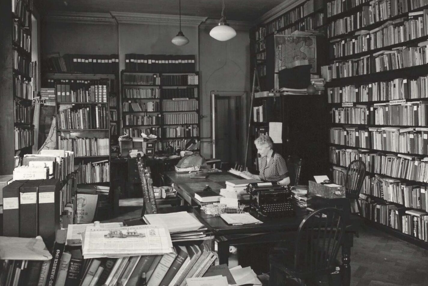 Staff member Mrs. Walter at the Wiener Holocaust Library in 1952. (Wiener Holocaust Library)